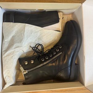 Marc Fisher Ulinn black leather combat boots 8
